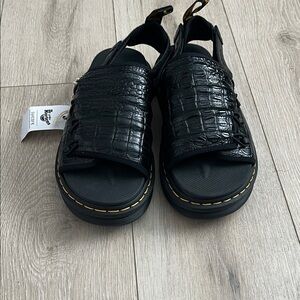 Dr. Martens Black Crocodile Texture Loafers